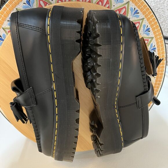 Dr. Doc Martens Adrian Quad Women’s 6 Black Leather Platform Tassel Loafers NEW - Picture 4 of 9